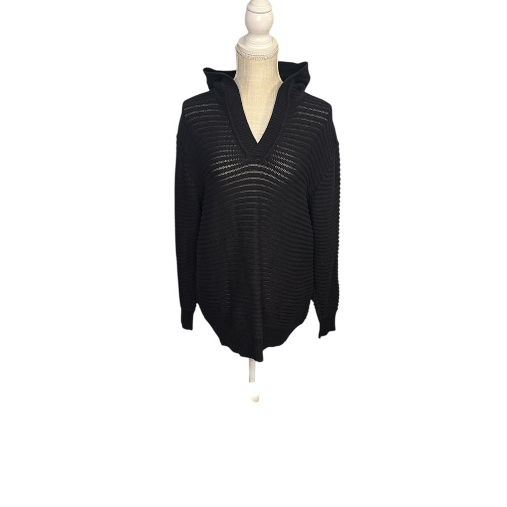 D & G Black Women's Hooded Wool Blend Sweater size L